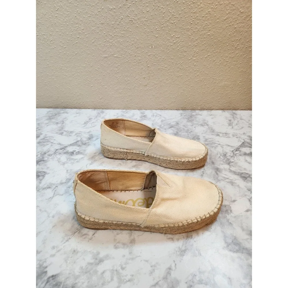 Sam Edelman Womens 9 Cream Cherlene Espadrille Platform Slip On Flats